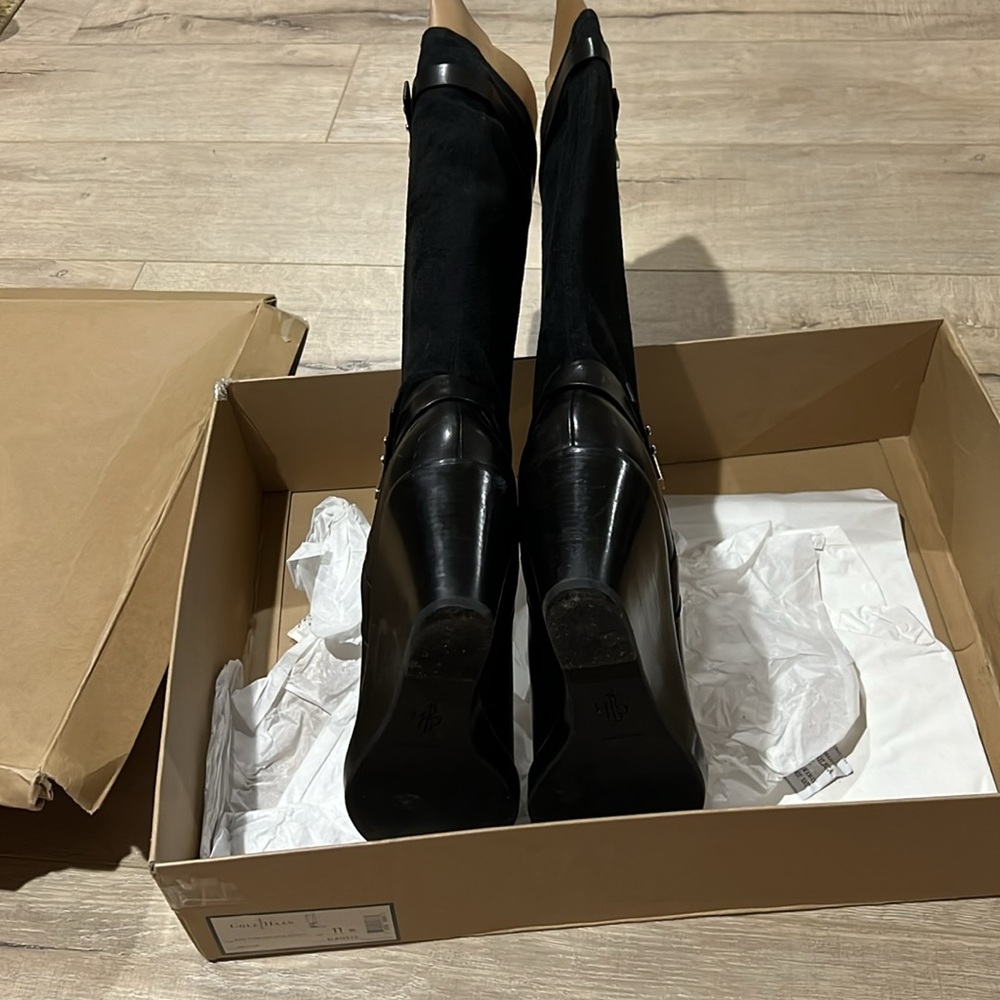 Knee length Cole Haan wedge heel boots - Picture 3 of 5